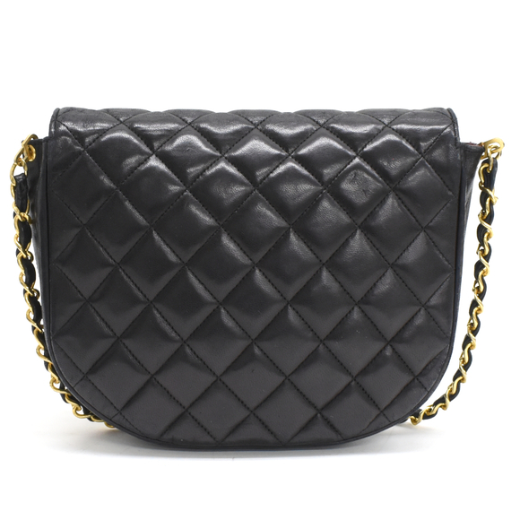 CHANEL Half Moon Chain Bag CocoMark Matelasse Flap Lambskin Black - Picture 3 of 9